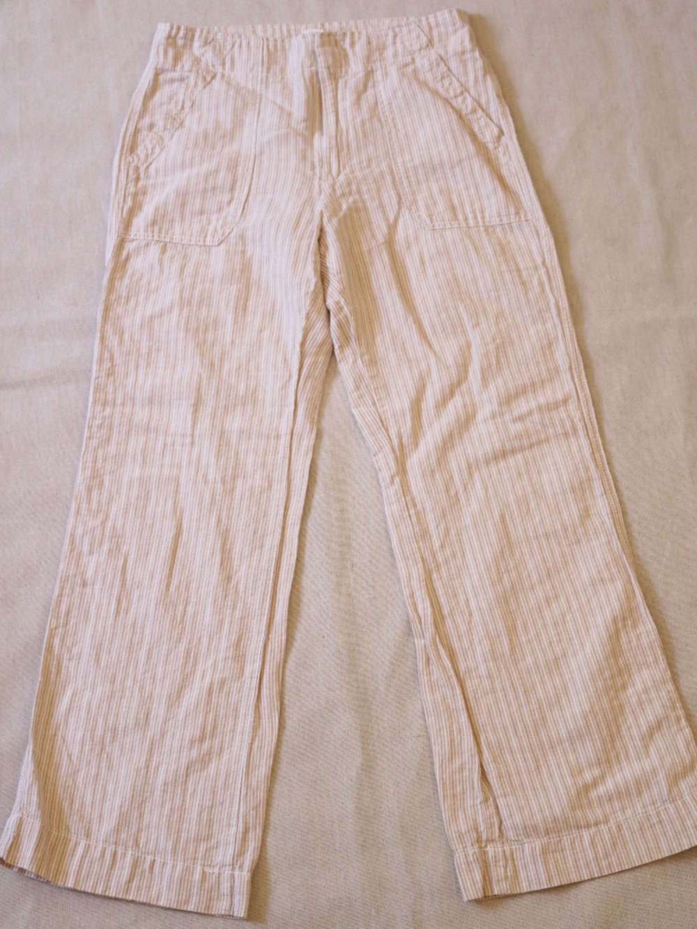 GAP Women's Size 6 Striped Wide-Leg Pants Elastic Waist Pockets Cropped